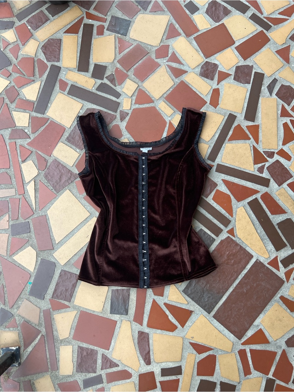 Women's Velvet Corset Top - Brown